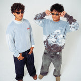 "OUTSICK" KNIT SWEATER | (Cream/Blue)